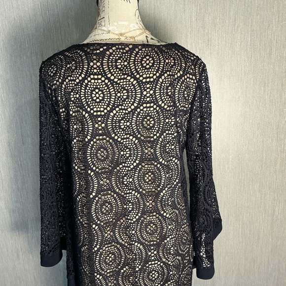 Emma & Michele Navy Lace Long Sleeve Dress Size Medium - Picture 7 of 12